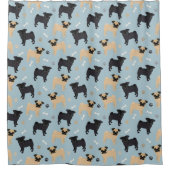 Cute Black en Tan Pugs Pattern Douchegordijn (Voorkant)