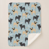 Cute Black en Tan Pugs Pattern Sherpa Deken (Voorkant)