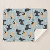 Cute Black en Tan Pugs Pattern Sherpa Deken (Voorkant (horizontaal))