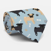 Cute Black en Tan Pugs Pattern Stropdas (Opgerold)