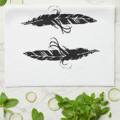 Cute Black en White Boho Feather Pattern Theedoek (Gevouwen)