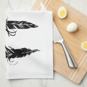 Cute Black en White Boho Feather Pattern Theedoek (Quarter Fold)
