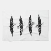 Cute Black en White Boho Feather Pattern Theedoek (Horizontaal)