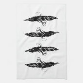 Cute Black en White Boho Feather Pattern Theedoek (Verticaal)