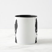 Cute Black en White Boston Terrier Cartoon Dog Mok (Midden)