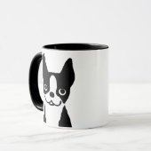 Cute Black en White Boston Terrier Cartoon Dog Mok (Voorkant links)