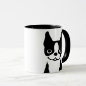 Cute Black en White Boston Terrier Cartoon Dog Mok (Voorkant rechts)