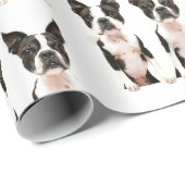 Cute Black en White Boston Terrier Pop Art Dog Cadeaupapier (Rol Hoek)
