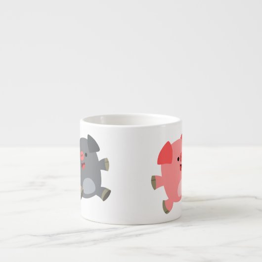 Cute Black en White Cartoon Pigs Espresso Mok (Voorkant)