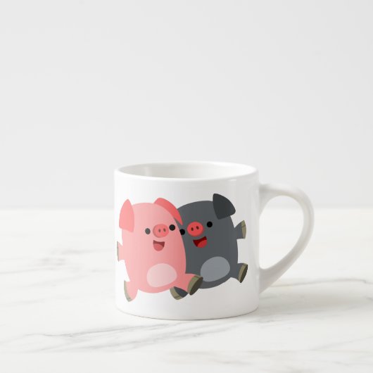 Cute Black en White Cartoon Pigs Espresso Mok (Rechts)