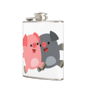 Cute Black en White Cartoon Pigs Hip Flask Heupfles (Links)