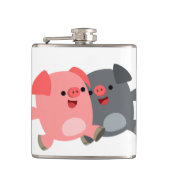 Cute Black en White Cartoon Pigs Hip Flask Heupfles (Voorkant)