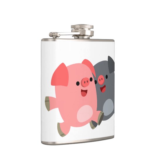 Cute Black en White Cartoon Pigs Hip Flask Heupfles (Rechts)
