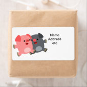 Cute Black en White Cartoon Pigs Shipping Label (Insitu)