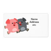 Cute Black en White Cartoon Pigs Shipping Label (Voorkant)