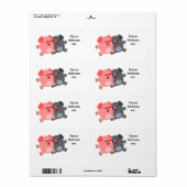 Cute Black en White Cartoon Pigs Shipping Label (Full Sheet)