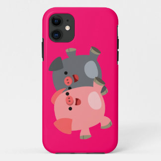 Cute Black en White Cartoon Varkens iPhone 5/5S 11 Hoesje