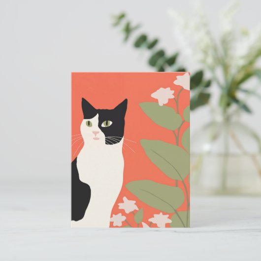 Cute Black en White Cat Briefkaart (Staand voorkant)