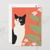 Cute Black en White Cat Briefkaart (Voorkant / Achterkant)