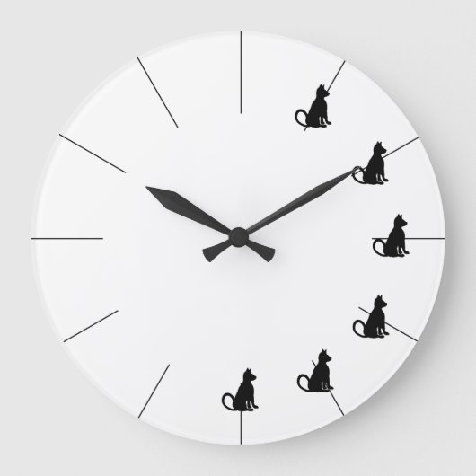 Cute Black en White Cat Clock Cricket Diane Grote Klok (Voorkant)