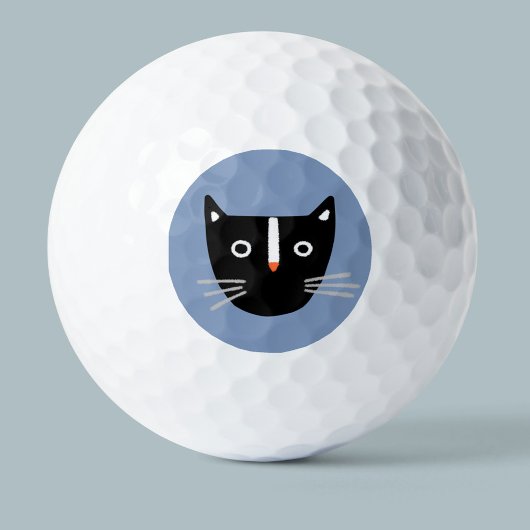 Cute Black en White Cat Golfballen