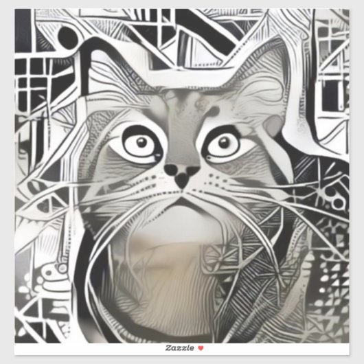 Cute Black en white Cat Laptop stickers (Vel)