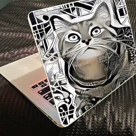Cute Black en white Cat Laptop stickers