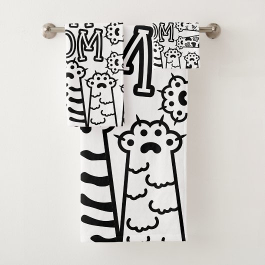 Cute Black en white cat mama met kattenpoten Bad Handdoek (Insitu)
