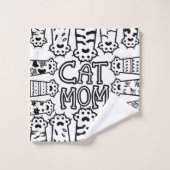 Cute Black en white cat mama met kattenpoten Bad Handdoek (Wasdoekje)