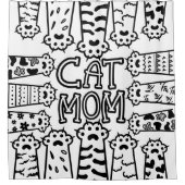 Cute Black en white cat mama met kattenpoten Douchegordijn (Voorkant)