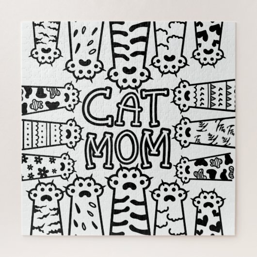 Cute Black en white cat mama met kattenpoten Legpuzzel (Verticaal)