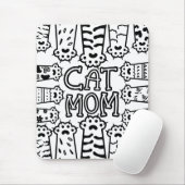 Cute Black en white cat mama met kattenpoten Muismat (Met muis)