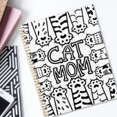 Cute Black en white cat mama met kattenpoten Planner