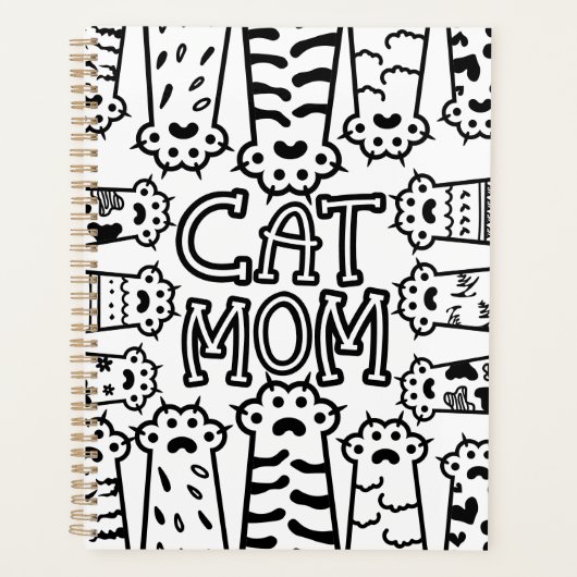Cute Black en white cat mama met kattenpoten Planner (Voorkant)