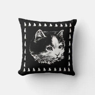 Cute Black en White Cat Pillow Kussen