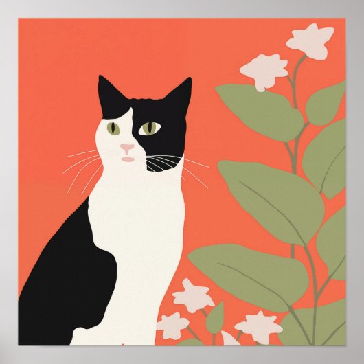 Cute Black en White Cat Poster (Voorkant)