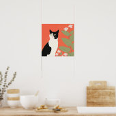 Cute Black en White Cat Poster (Keuken)