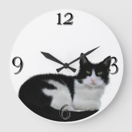 Cute Black en White Cat Wall Clock Grote Klok