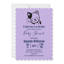 Cute Black en White Cat Waving - Baby shower