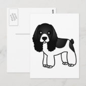 Cute Black en White Cocker Spaniel Cartoon Briefkaart (Voorkant / Achterkant)