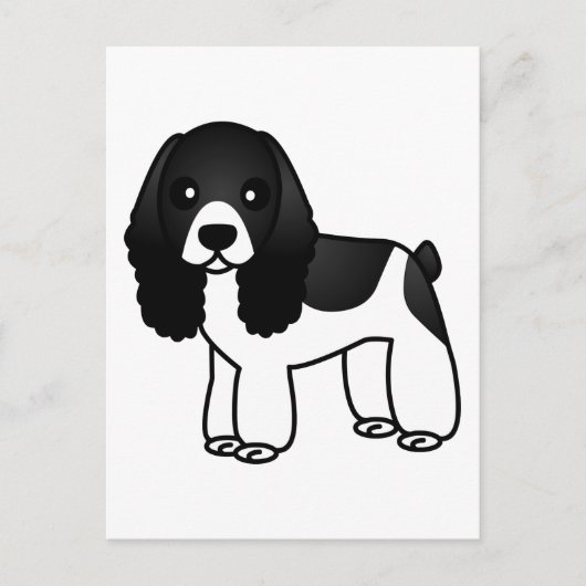 Cute Black en White Cocker Spaniel Cartoon Briefkaart (Voorkant)