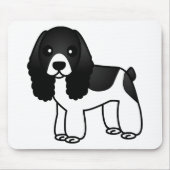 Cute Black en White Cocker Spaniel Cartoon Muismat (Voorkant)