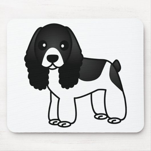 Cute Black en White Cocker Spaniel Cartoon Muismat (Voorkant)