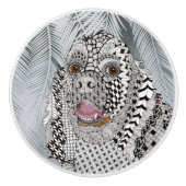 Cute Black en White Cocker Spaniel Dog Deurknop Keramische Knop (Voorkant)