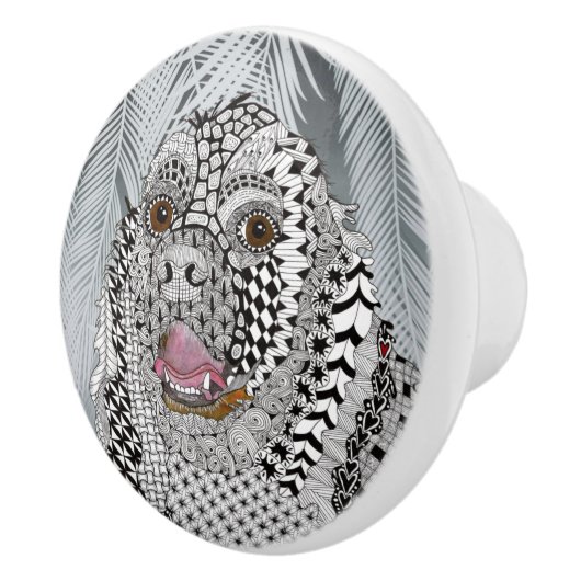 Cute Black en White Cocker Spaniel Dog Deurknop Keramische Knop (Rechts)