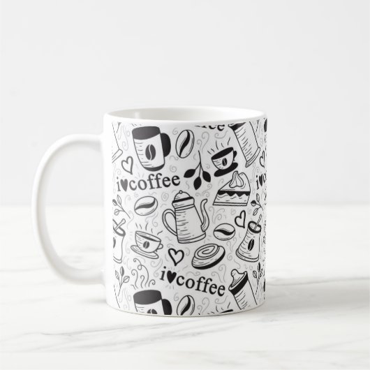 Cute Black en White Coffee Lovers I Love Coffee Koffiemok (Links)