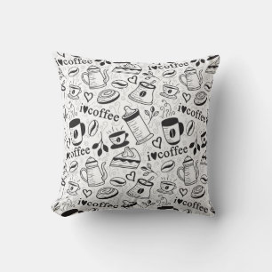 Cute Black en White Coffee Lovers I Love Coffee Kussen
