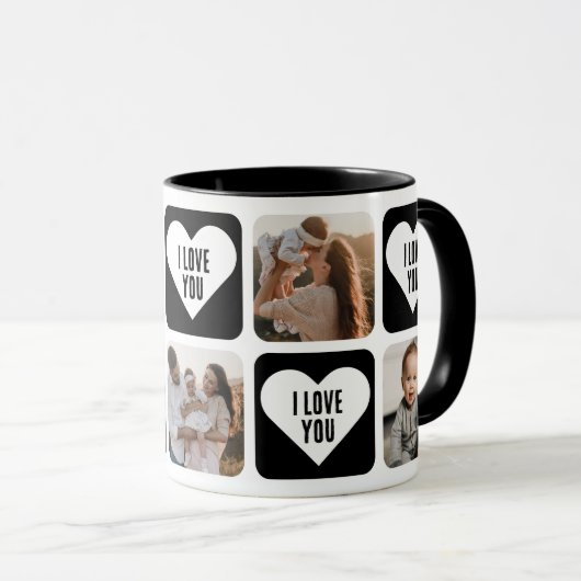 Cute Black en White Custom Photo I Love You Mok (Voorkant rechts)