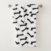 Cute Black en White Dachshund Pattern Bad Handdoek (Insitu)