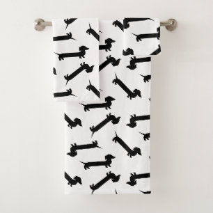 Cute Black en White Dachshund Pattern Bad Handdoek